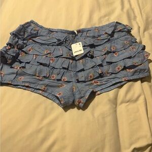 Free People High Waist Blue and Pink Shorts